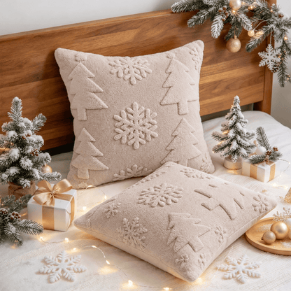 Kissenbezug mit Weihnachtsbaum-Schneeflocken-Prägung - image 8