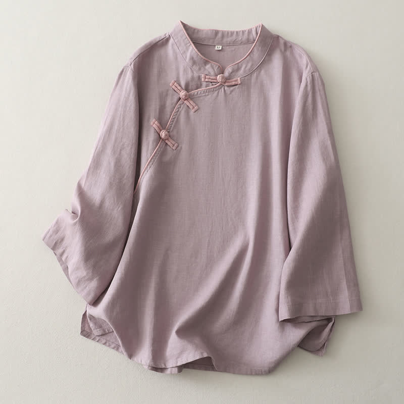 Klassisches Lounge-Top mit Stehkragen - Lila - 2XL - image 1