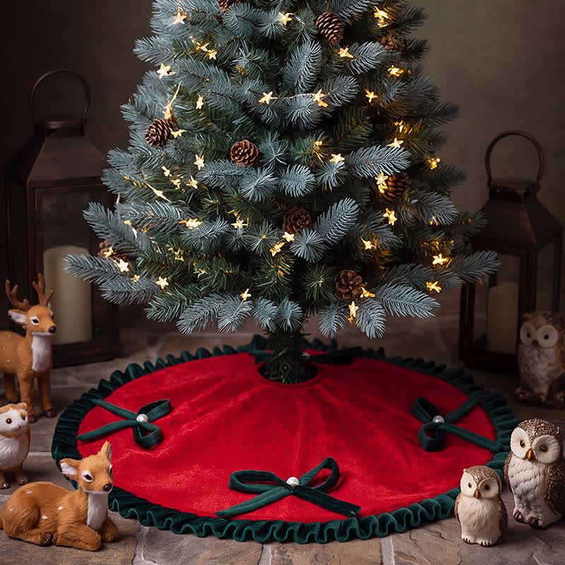 Weihnachtsbaumdecke mit Perlenschleifen-Akzenten - Rot - 6 Stück - 19" - image 1
