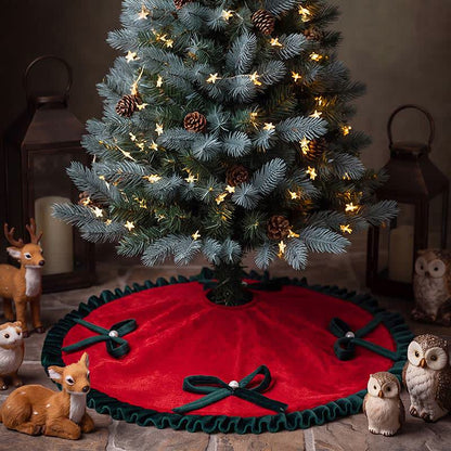 Weihnachtsbaumdecke mit Perlenschleifen-Akzenten - Rot - 6 Stück - 19" - image 1