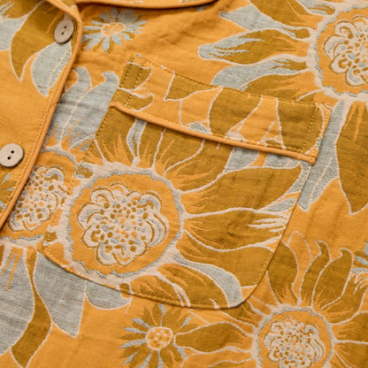 Retro-Sonnenblumen-Baumwoll-Loungewear-Pyjama-Set - image 3
