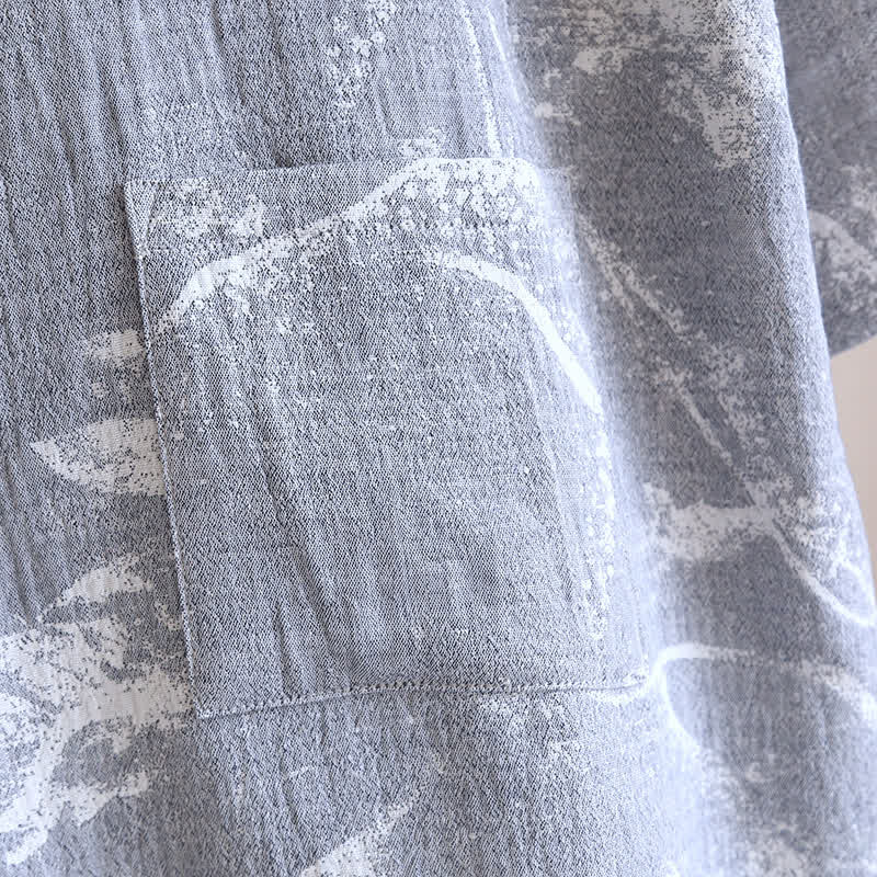 Bequemer Bademantel-Pyjama mit Jacquard-Tuschemalerei