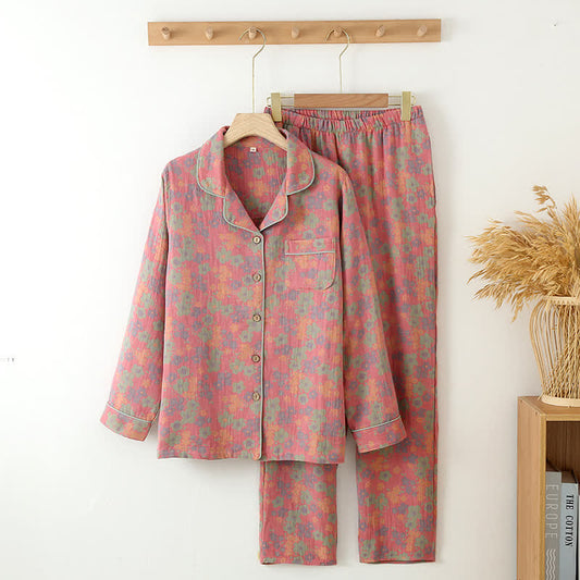 Loungewear-Set aus Baumwollgaze mit Pflaumenblüten