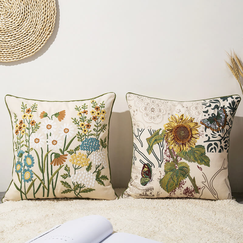 Ownkoti Kissenbezug mit Vintage-Blumenmotiv, Kissenbezug