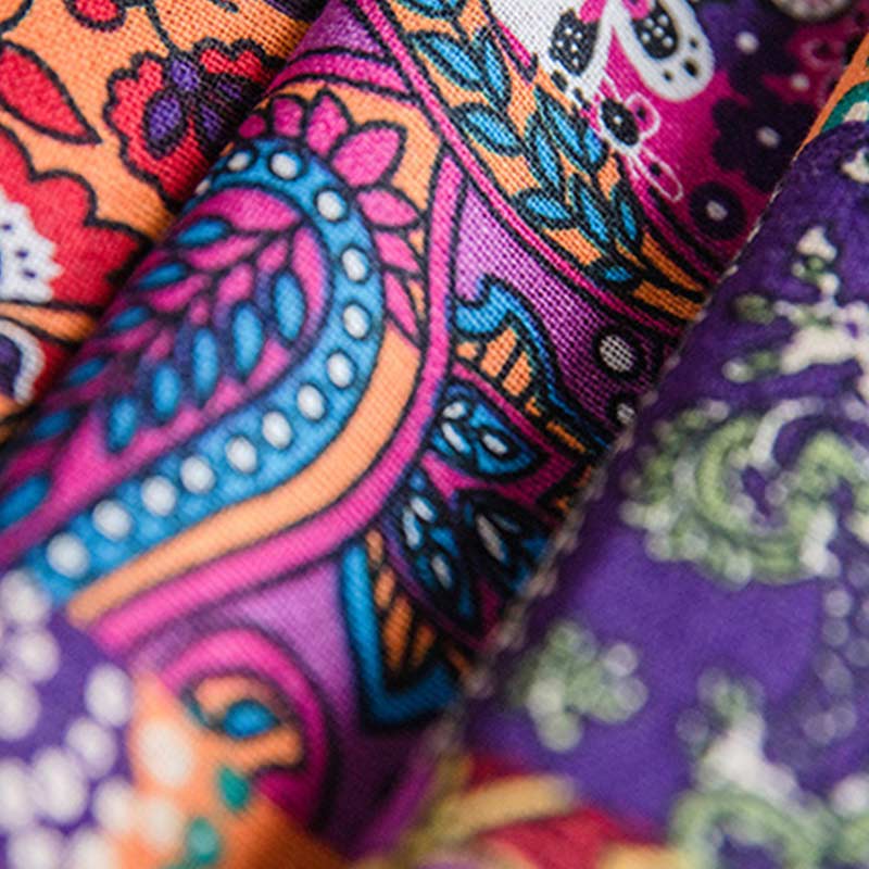 Ownkoti Bunte Boho-Fenstervorhänge aus Baumwollleinen