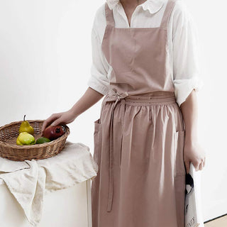 Ownkoti Baumwollschürze, wasserdichte Schürze mit Taschen - Dunkelrosa - Einheitsgröße - image 0