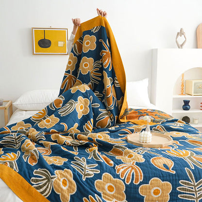 Doppelseitige Steppdecke aus Baumwolle mit Blumenmuster
