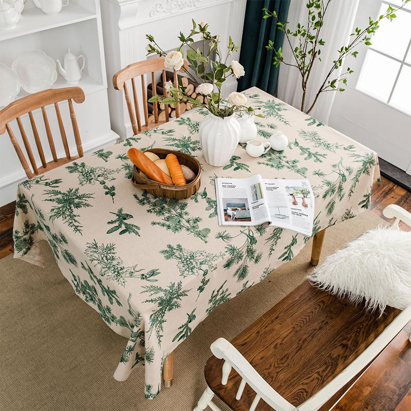 Tischdecke aus Baumwollleinen mit Pine Bird-Motiv