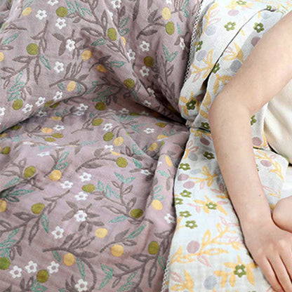Retro Wende-Bettdecke, weiche Steppdecke mit Blumenmuster