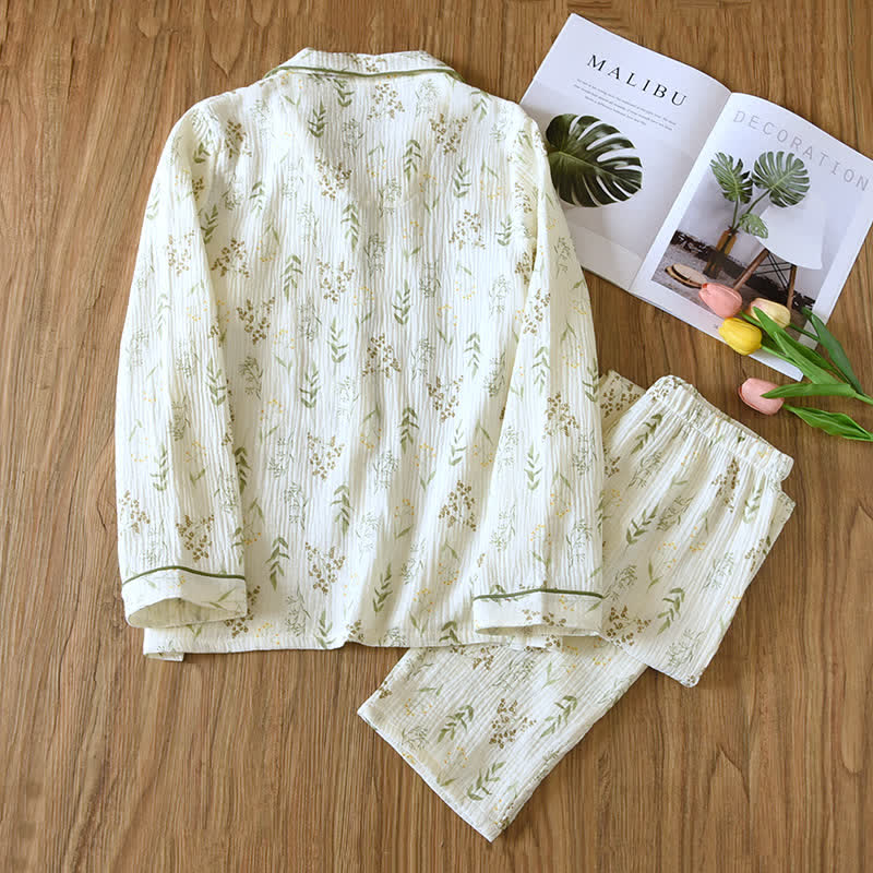 Pyjama-Set aus doppelter Baumwollgaze mit Blumenmuster