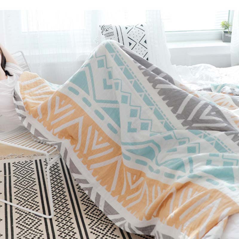Ownkoti Leichte Bettdecke aus Baumwolle mit Farbblockdesign