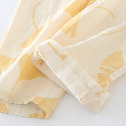 Loungewear-Set aus Baumwolle mit Ginkgoblatt-Schleife