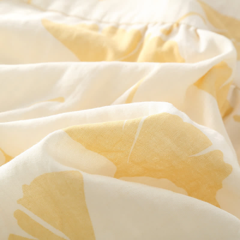 Loungewear-Set aus Baumwolle mit Ginkgoblatt-Schleife
