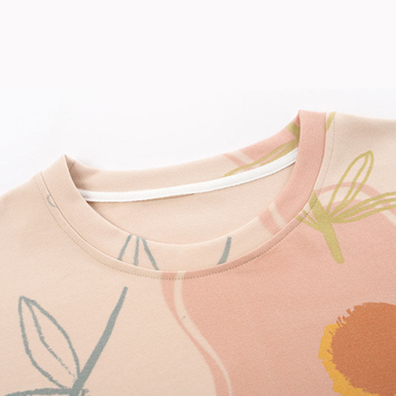 Loungewear-Set aus Baumwolle mit Blumen- und Blattmuster