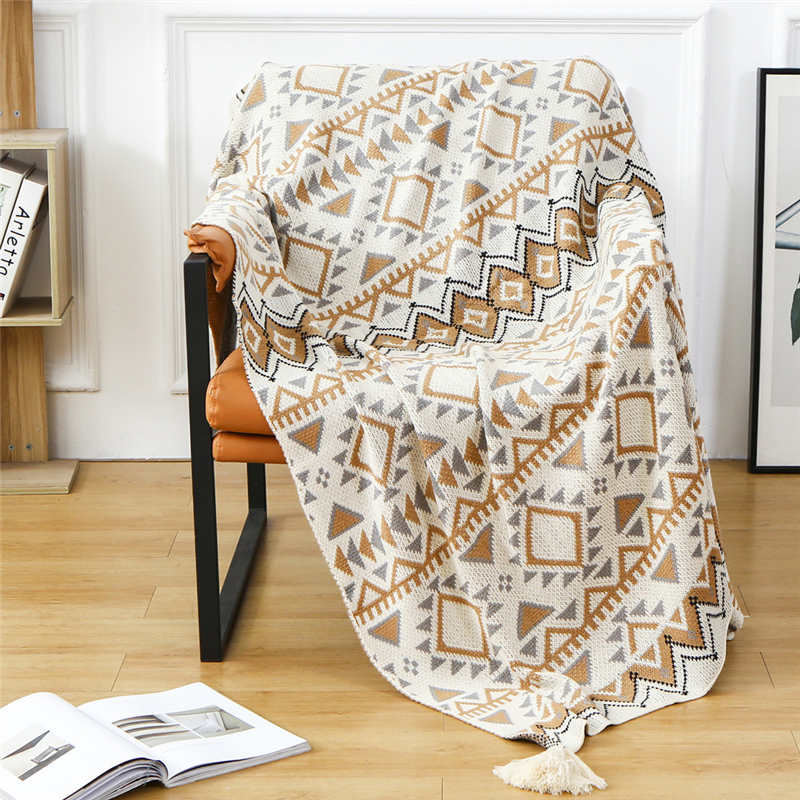 Ownkoti Gemütliche Strickdecke mit Quastenmuster