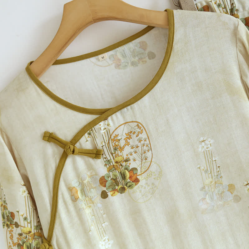 Retro-Pyjama-Set aus Bambusfaser mit Blumenmuster