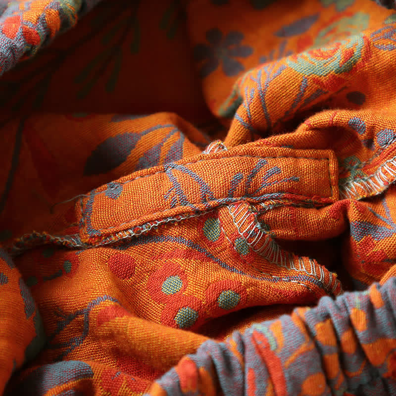 Vintage Loungewear-Set aus Baumwolle mit Blattmotiv und Revers - image 12