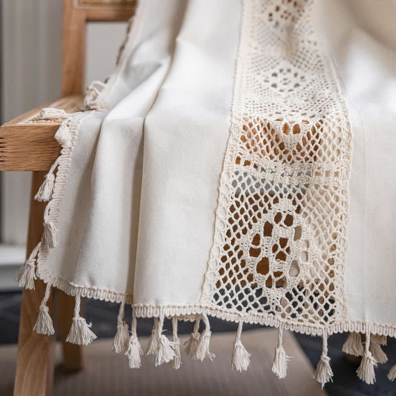 Ownkoti Beige Splicing Hollow-Out Lichtfiltervorhang