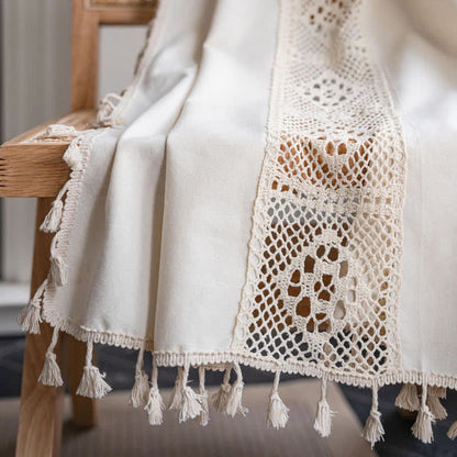 Ownkoti Beige Splicing Hollow-Out Lichtfiltervorhang