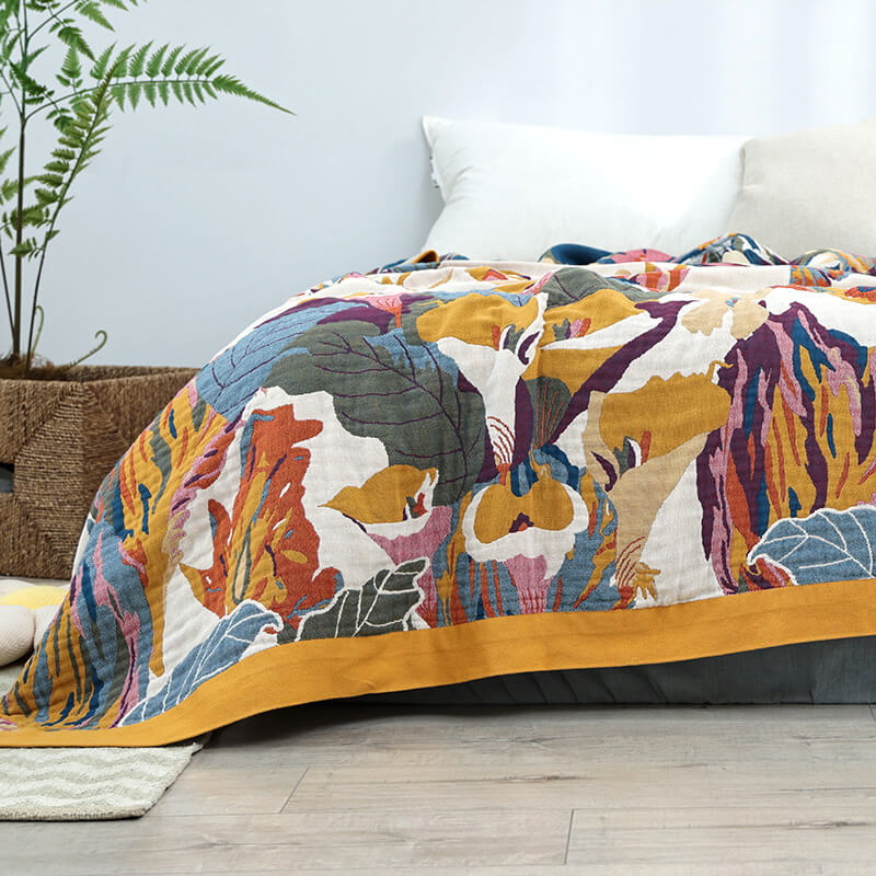 Wendesteppdecke aus Baumwolle mit Schmetterlings- und Blumenmuster