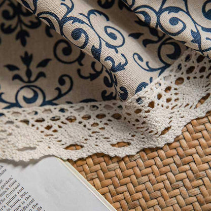 Ownkoti Boho-Vorhang mit blauem Muster, halbverdunkelnd