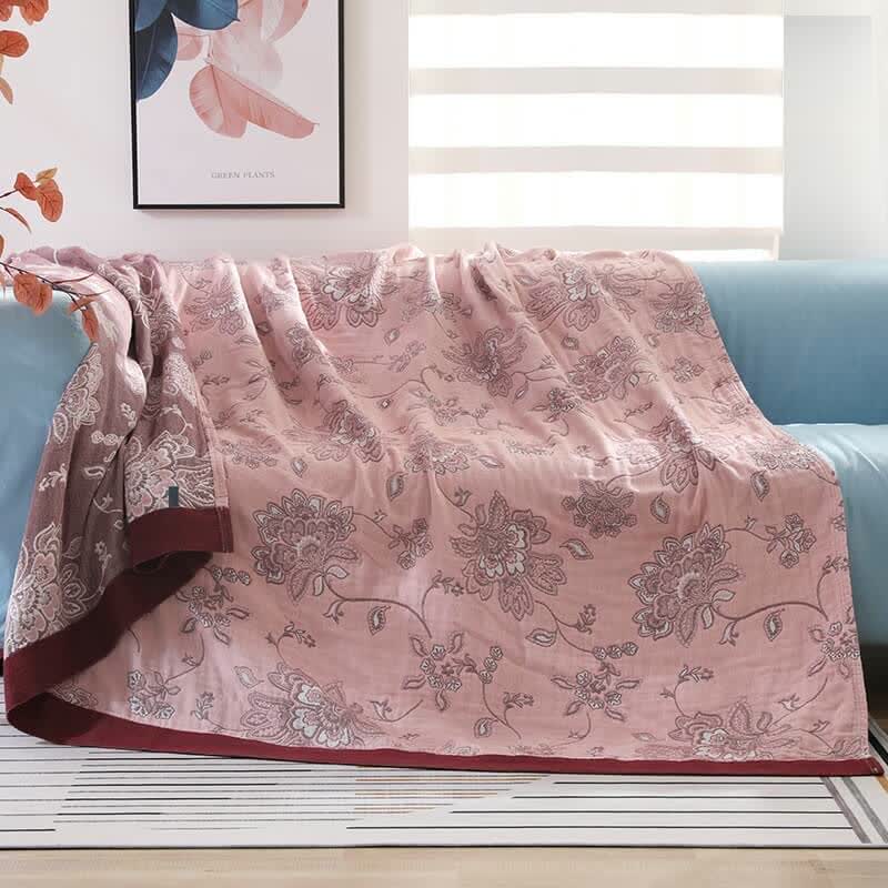 Ownkoti Leichte Sofadecke aus Baumwolle mit Blumenmuster
