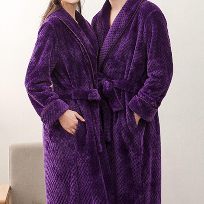 Ownkoti Puffy Fleece Pyjama Langer Bademantel