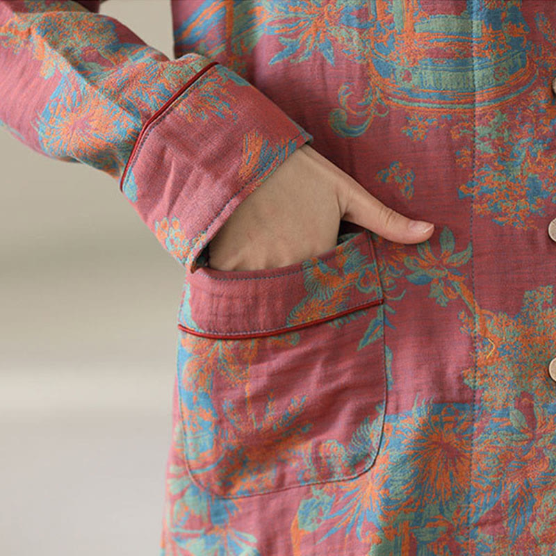 Doppellagiges Loungewear-Set aus Baumwolle mit Blumendruck