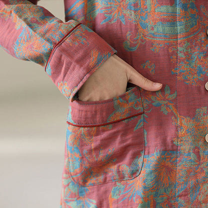 Doppellagiges Loungewear-Set aus Baumwolle mit Blumendruck