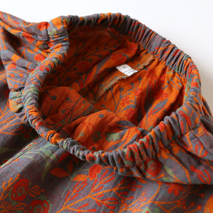 Vintage Loungewear-Set aus Baumwolle mit Blattmotiv und Revers - image 10