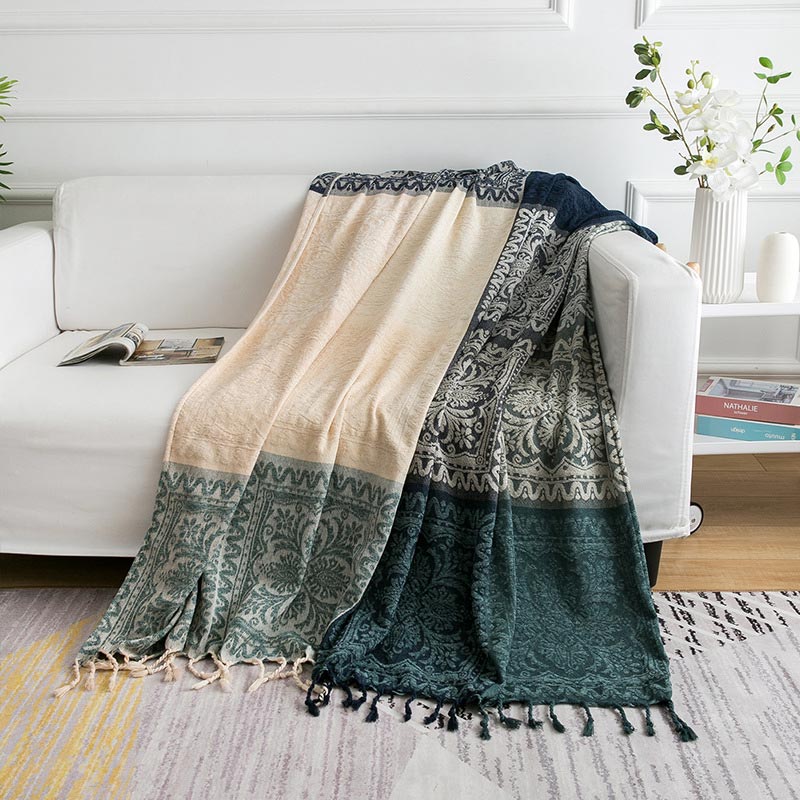 Ownkoti – Böhmische Strickschaldecke mit Blumenquaste