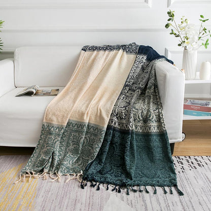 Ownkoti – Böhmische Strickschaldecke mit Blumenquaste