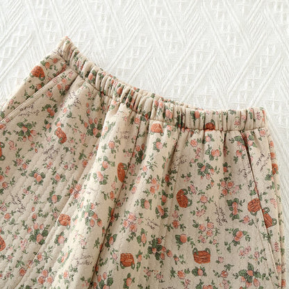 Loungewear-Set aus Baumwolle im Vintage-Rosengarten-Stil