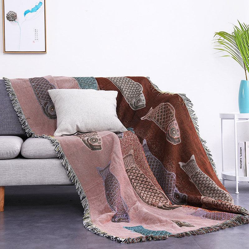 Wendedecke mit Quasten und Koi-Print