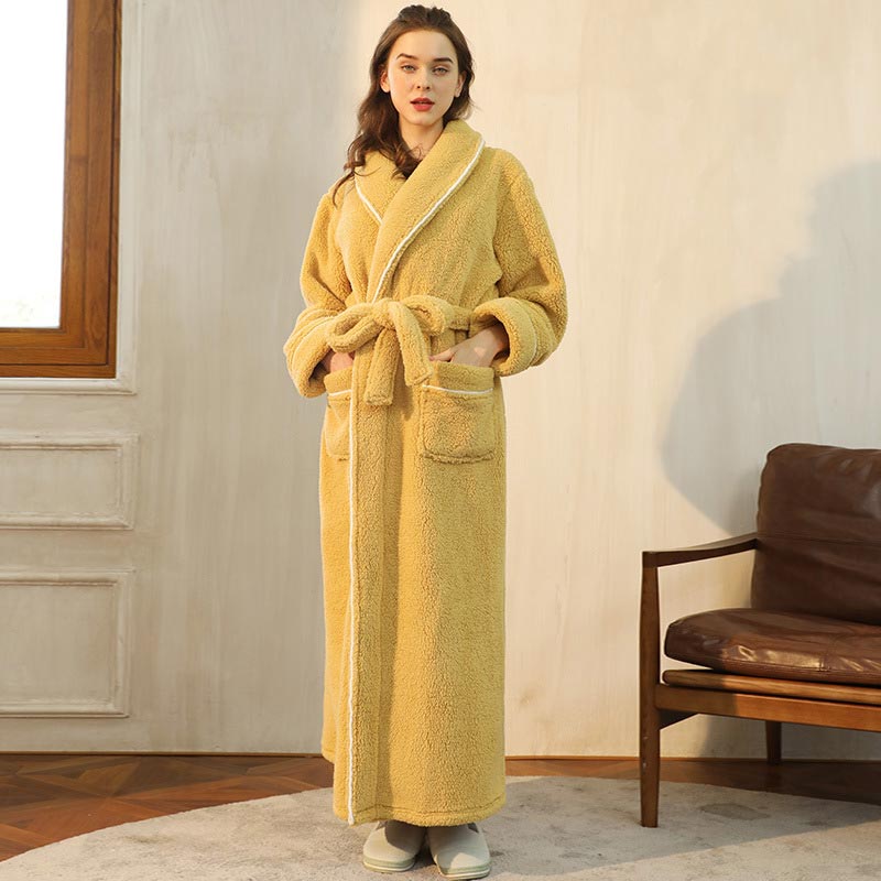 Ownkoti Bequemer Fleece-Pyjama, langer Bademantel - Gelb - Frauen: 3XL - image 2