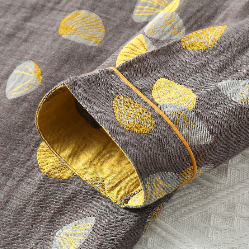 Luxuriöses Pyjama-Set aus Muschelbaumwolle mit Revers