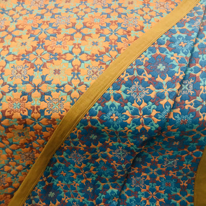 Sechslagige Baumwollsteppdecke mit orange-blauem Muster