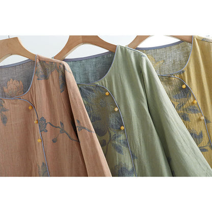 Bequemes Loungewear-Set aus Baumwolle mit Rundhalsausschnitt und Blumenmuster