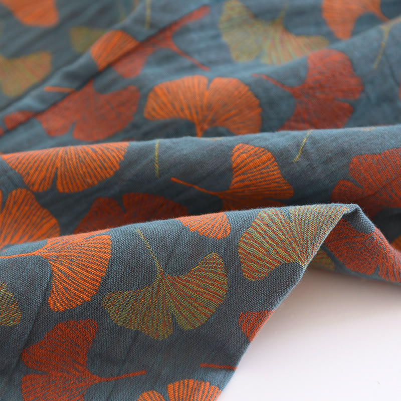 Loungewear-Set aus Baumwolle mit Ginkgoblatt-Knopf - image 7