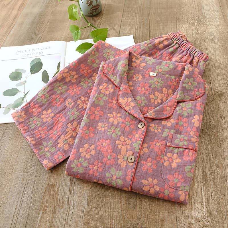 Pyjama-Set mit langen Ärmeln aus Baumwollgaze - image 2