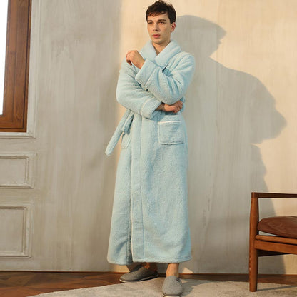 Ownkoti Bequemer Fleece-Pyjama, langer Bademantel - Minze - Männer: 3XL - image 14