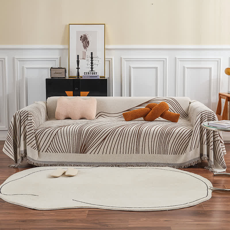 Ownkoti Chenille-Sofaschoner mit abstrakten Streifen