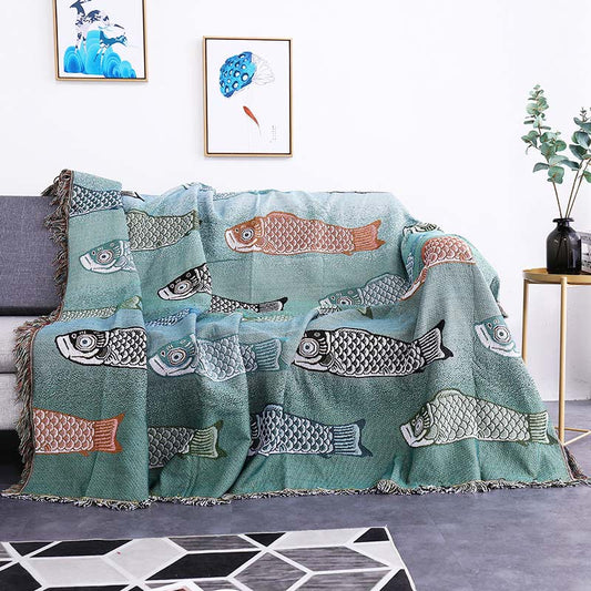 Wendedecke mit Quasten und Koi-Print