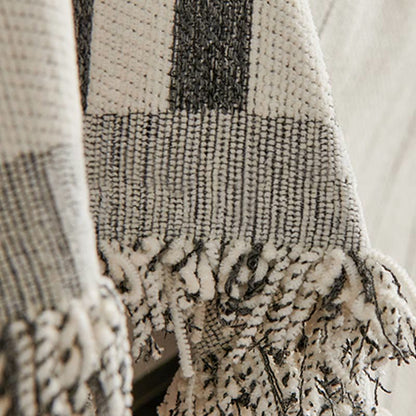 Sofaschoner aus Chenille mit geraden Streifen und Quasten