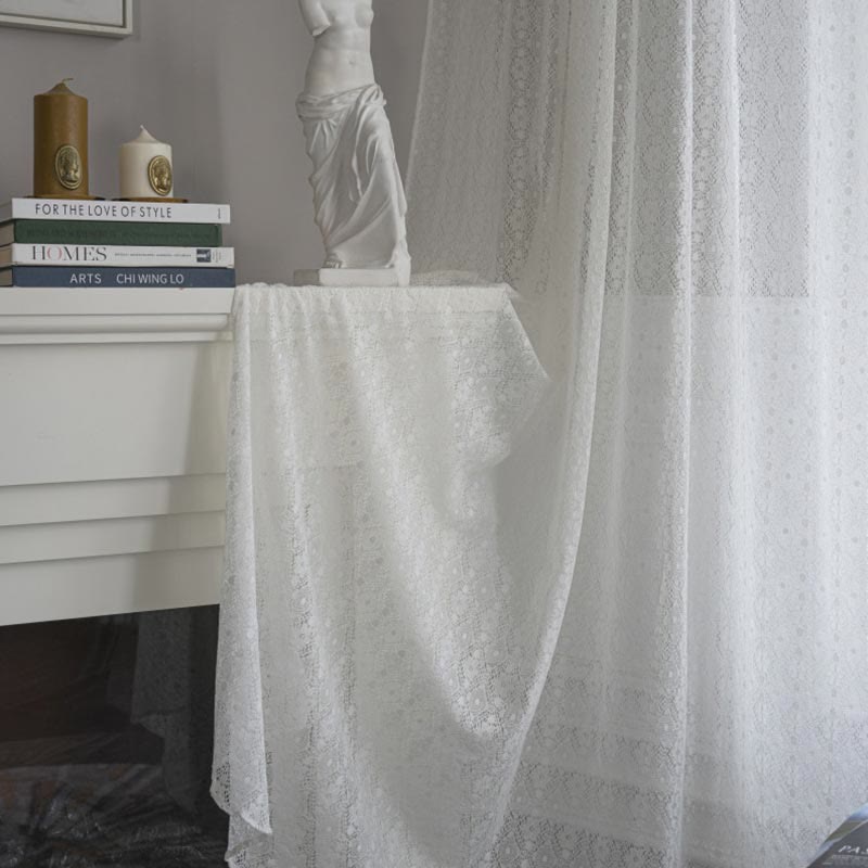 Ownkoti Jacquard-Blumen-Dekovorhang mit Hohlsaum
