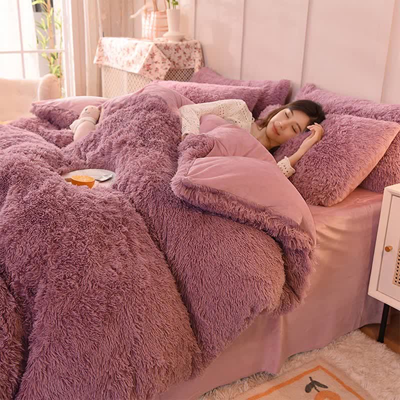 Flauschiges Bettwäscheset Bettbezug & Kissenbezug