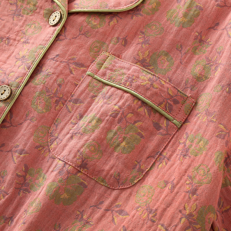 Pyjama-Set aus Baumwollgaze im Retro-Rose-Design - image 3