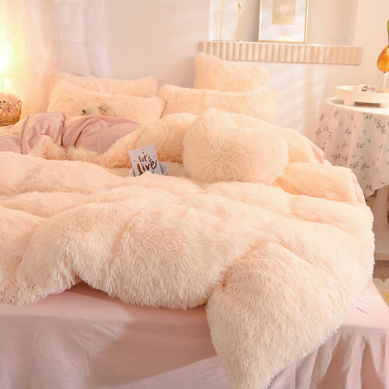 Flauschiges Bettwäscheset Bettbezug & Kissenbezug