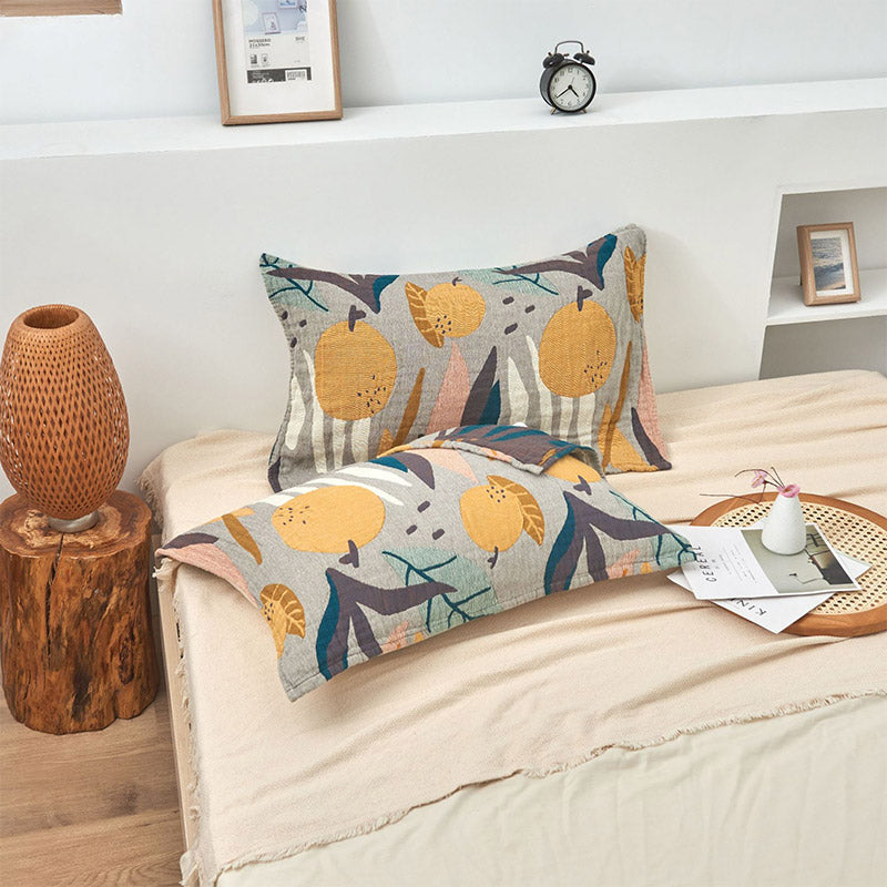 Ownkoti Boho-Kissen, Handtuch, Bettdeko aus Baumwolle mit Obstdruck (2 Stück)
