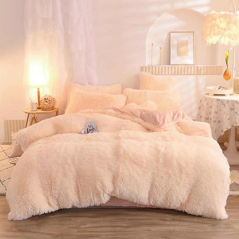 Flauschiges Bettwäscheset Bettbezug & Kissenbezug